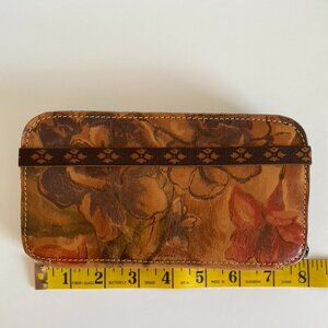 Patricia Nash Leather Organizer Wallet Tan with Flowers